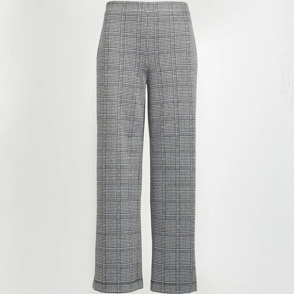🌸LOFT Petite Shimmer Plaid Pull On Wide Leg Pants